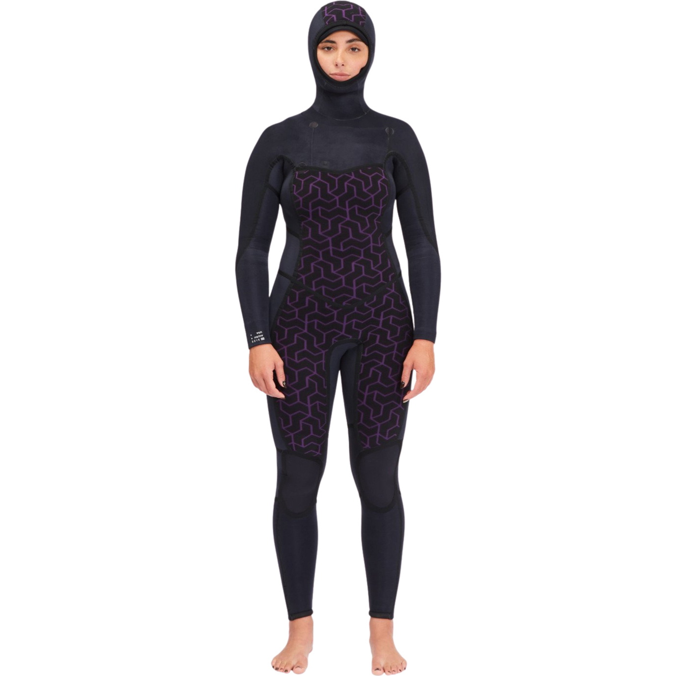 Billabong Womens Synergy 5/4mm Chest Zip Hooded Wetsuit ABJW200100 - Wild Black